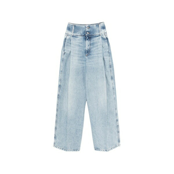運動競技マックス レディース ジーンズズボン下 ボトムス Salbatro button-embellished pleated denim trousers Blue