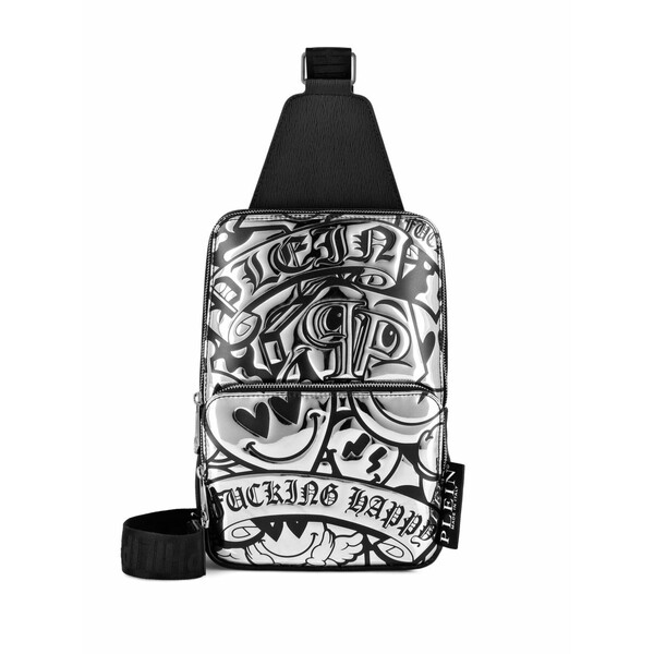 フィリップ飾り気の無い メンズ ショルダーバッグ 御徒面子 Smile crossbody bag Black