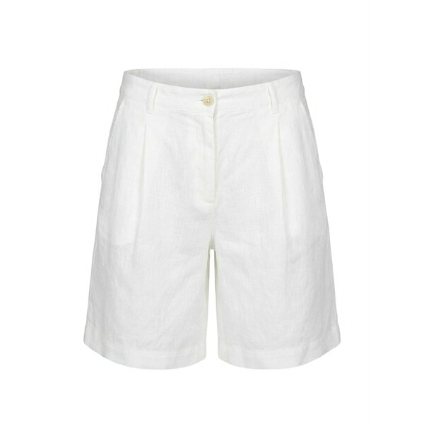 １２０％リノ レディース 心地好いズボン下 ボトムス Pleated linen shorts White