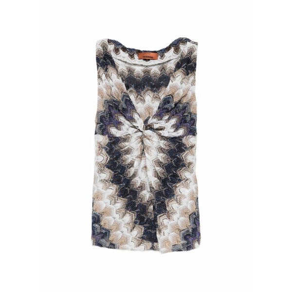 ミッソーニ レディース カットソー トップス Chevron-pattern twist-detail top Blue