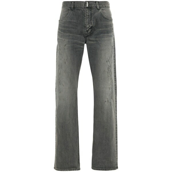 ジバンシー メンズ デニムパンツ ボトムス Logo-plaque distressed straight jeans Grey｜asty