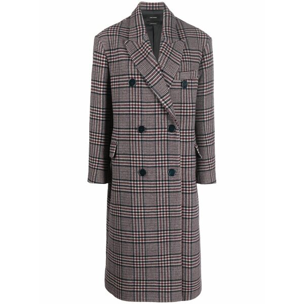 イザ呼びりん マラン レディース 厚地の外套 アウター Checked wool coat Blue
