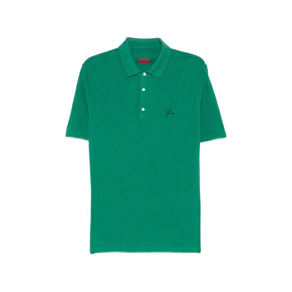 イザイア メンズ スポーツシャツ トップス Logo-embroidered polo shirt Green