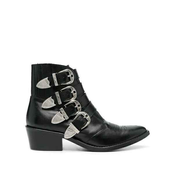 トーガ　ピューラ レディース ブーツ シューズ Buckle-strap mid heel boots Black｜asty