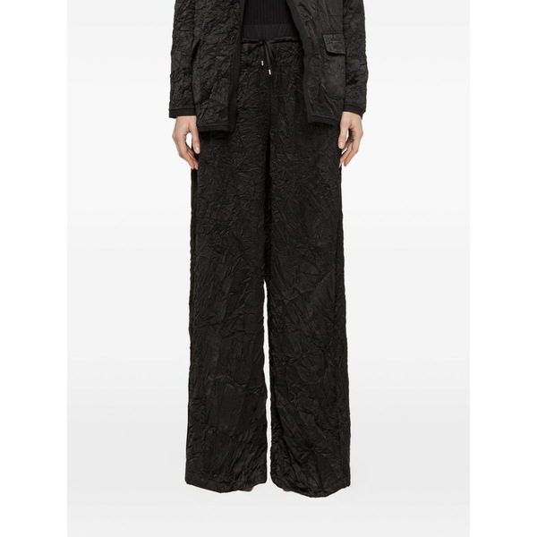 ニッサ レディース カジュアルパンツ ボトムス Crinkle-effect wide-leg trousers Black|asty