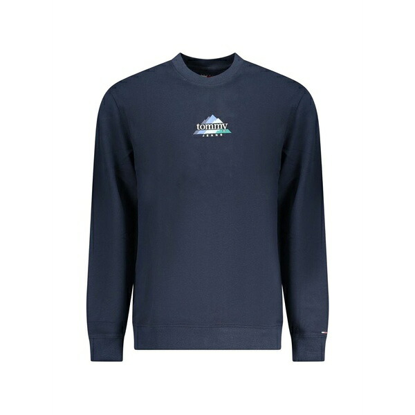 トミー ヒルフィガー メンズ パーカー・スウェットシャツ アウター Logo-print crewneck cotton sweatshirt Blue