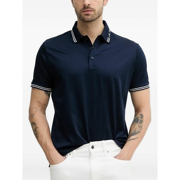 ポールアンドシャーク メンズ スポーツシャツ トップス Striped-collar polo shirt Blue