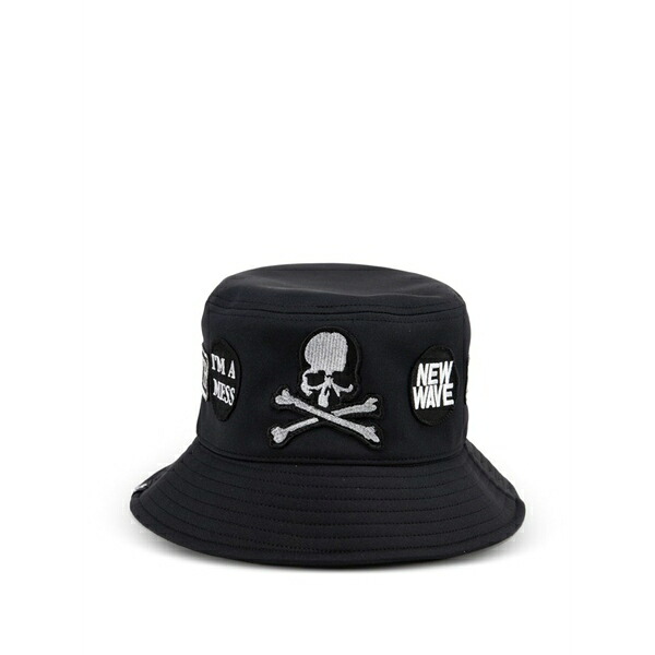 お師匠さん肝ったま・ジャパン メンズ 鳥打ち帽 付属物 Patched bucket hat Black