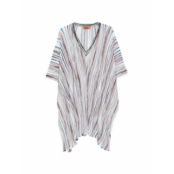 ミッソーニ レディース 上衣＆上衣 アウター Striped v-neck poncho White