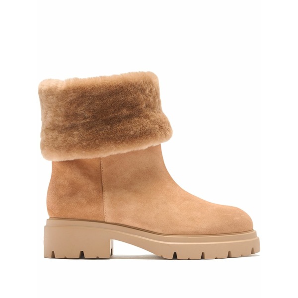スチュアート ワイツマン レディース ブーツ シューズ Hudson fur-trim boots Neutrals｜asty