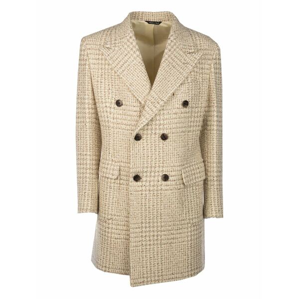 ブライアン・デールズ メンズ コート アウター Double-breasted checked coat Neutrals｜asty