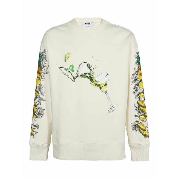 エムエスジイエム メンズ パーカー・スウェットシャツ アウター Graphic-print sweatshirt Neutrals|asty