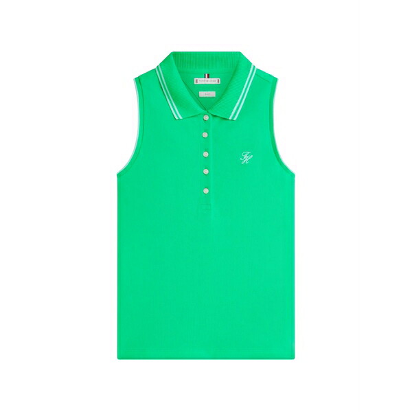 トミー ヒルフィガー レディース スポーツシャツ トップス 1985 slim-fit sleeveless cotton polo shirt Green