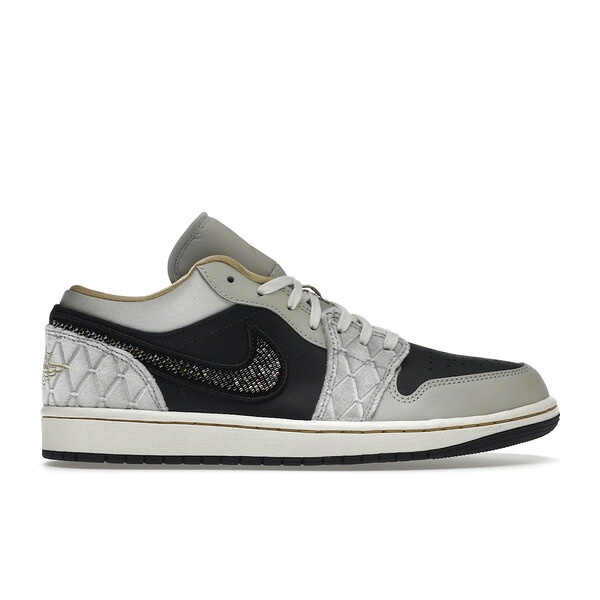 Jordan ジョーダン メンズ スニーカー  【Jordan 1 Low Beaded Swoosh】  大きさ US_10.5(28.5珊) Grey/Black-Sail-Champagne