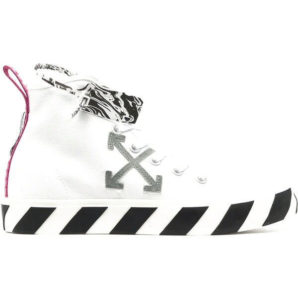 OFF-WHITE 象牙色 メンズ スニーカー  【OFF-WHITE Vulcanized Mid Top Grey Arrow】  大きさ US_9(27.0珊) White Fuchsia Grey