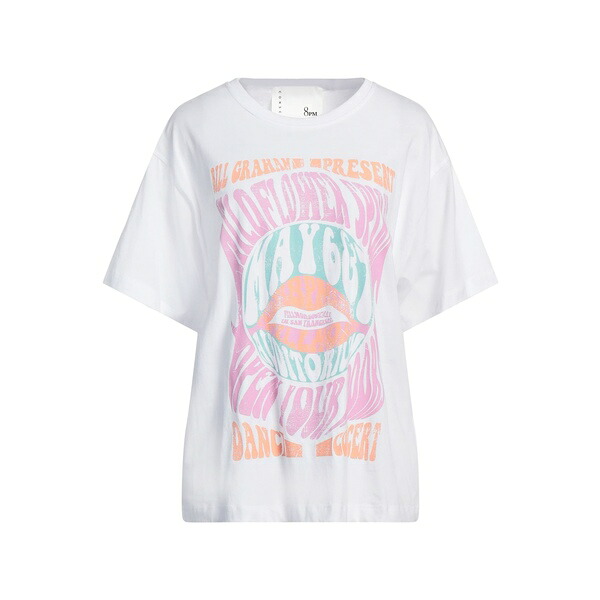 【送料無料】 エイト・ピーエム レディース Tシャツ トップス T-shirts White｜asty
