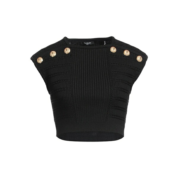 【送料無料】 バルマン レディース Tシャツ トップス Tops Black|asty