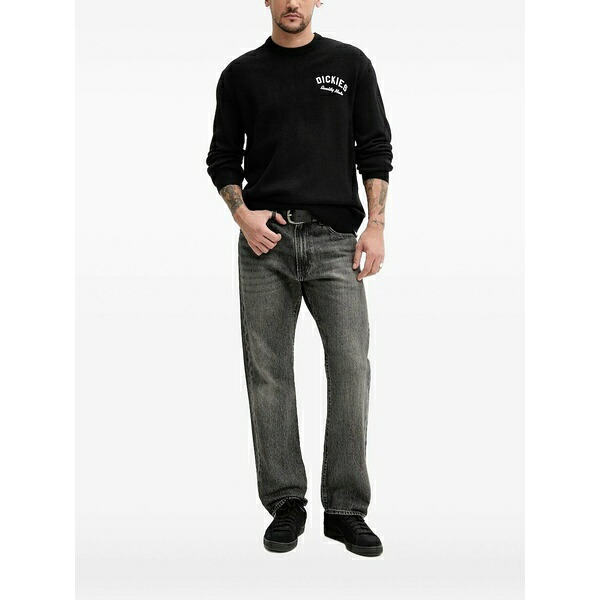 ディッキーズ メンズ 編み物\u0026プルオーバー アウター Embroidered-logo crew-neck sweater Black