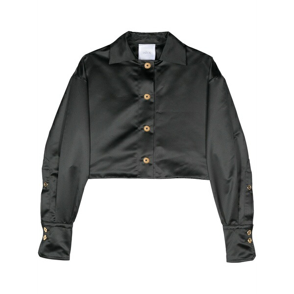 ジャンパトゥ レディース 上衣＆上衣 アウター Satin cropped jacket Black