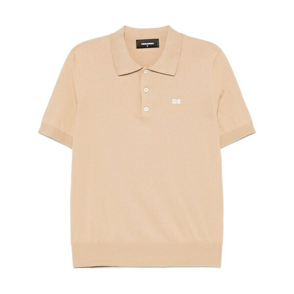 ディースクエアード メンズ スポーツシャツ トップス Logo-patch polo shirt Neutrals