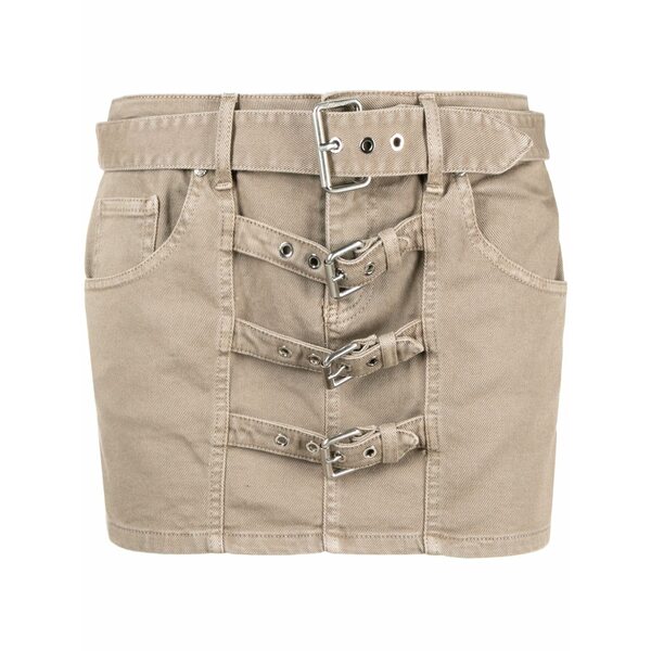 ブルマリン レディース スコート ボトムス Buckle-embellished denim miniskirt Green