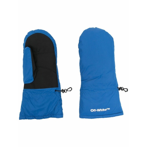 象牙色 メンズ グローブ 添え物 Logo print padded mittens Blue