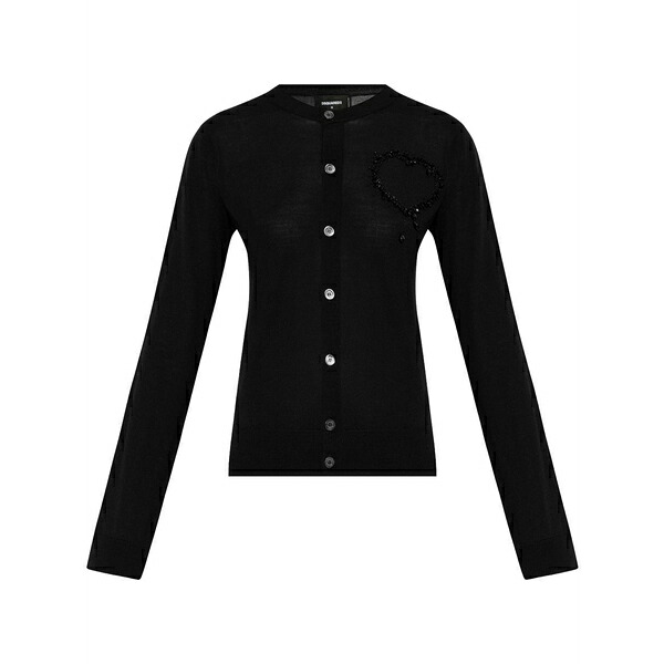 ディースクエアード レディース カーディガン アウター Wool cardigan Black｜asty