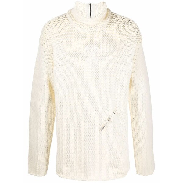 象牙色 メンズ 編み物\u0026プルオーバー アウター Nail detail high-neck jumper Neutrals
