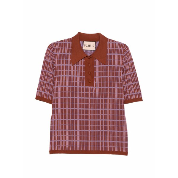 プランシー レディース スポーツシャツ トップス Striped polo shirt Red