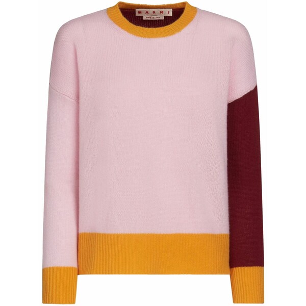 マルニ レディース 編み物\u0026プルオーバー アウター Colour-block cashmere jumper Pink
