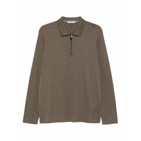 カナーリ メンズ パーカー・スウェットシャツ アウター Zip-neck long-sleeve sweater Brown