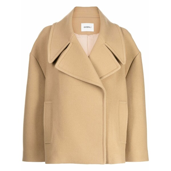 ゴエンジェイ レディース 上衣＆上衣 アウター Double-breasted cropped jacket  Brown