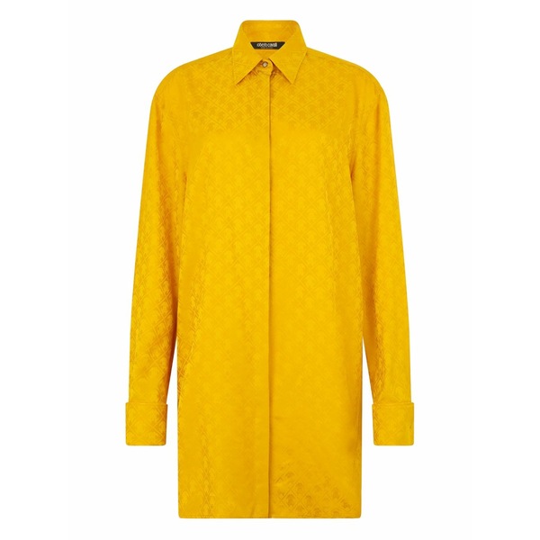ロベルトカヴァリ レディース ティーシャツ トップス Monogram snake-embossed shirt Yellow レディースファッション-シャツ・ブラウス-トップス