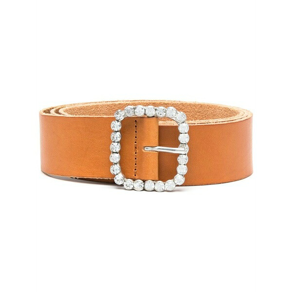 フォルテ フォルテ レディース ベルト アクセサリー Crystal-buckle leather belt Brown|asty