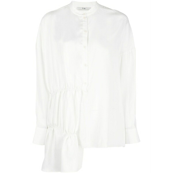 ティビ レディース シャツ トップス Patchwork shirred tunic White