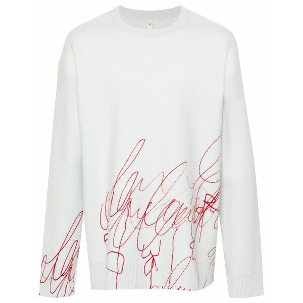 オーエーエムシー メンズ 編み物\u0026プルオーバー アウター Scribble-print fleece sweater Blue