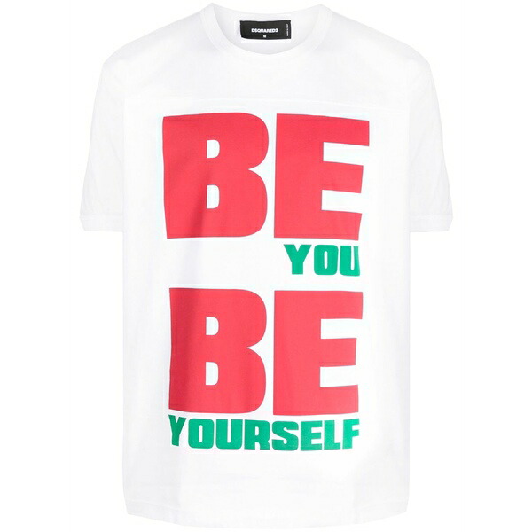 ディースクエアード メンズ プルオーバー トップス Logo-print cotton t-shirt White