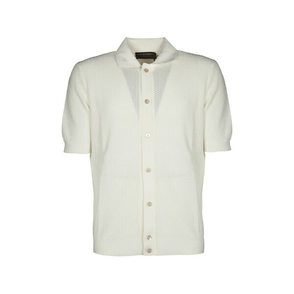 フィリッポ デ ラウレンティス メンズ プルオーバー トップス Open-knit short-sleeves shirt White