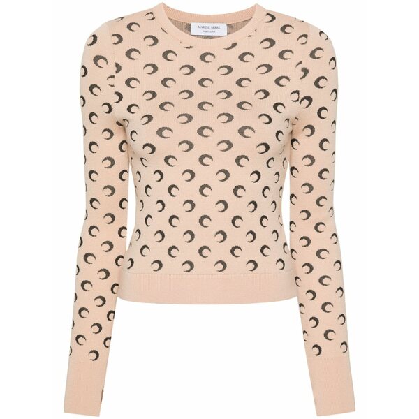 米国海兵隊員 独居室 レディース 編み物\u0026ティーシャツ アウター Crescent-moon-jacquard jumper Neutrals