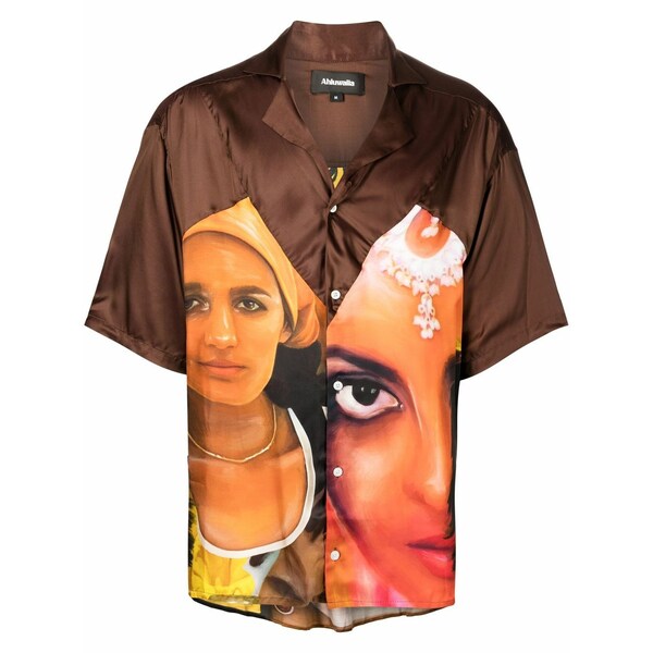 アルワリア メンズ プルオーバー トップス Graphic-print short-sleeved shirt Brown