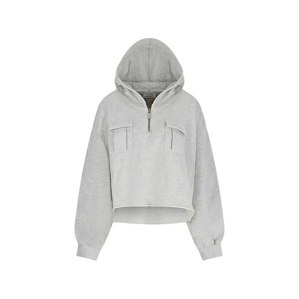 象牙色 レディース パーカー・スウェットシャツ アウター Pocket crop hoodie Grey