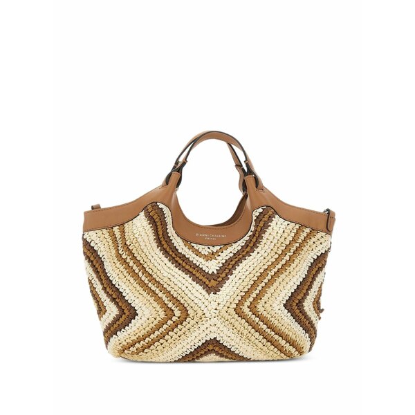 ジャンニ・キアリーニ レディース トートバッグ バッグ Dua woven straw top-handle tote bag Neutrals|asty