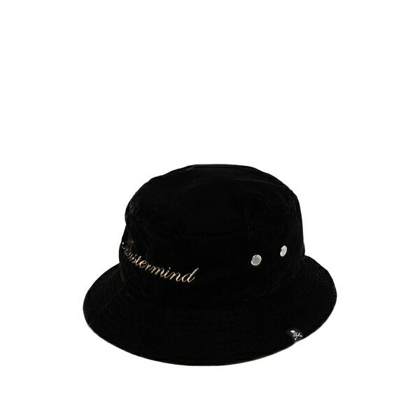 お師匠さん肝ったま 世界 メンズ 鳥打ち帽 付属物 Logo-embroidered bucket hat Black