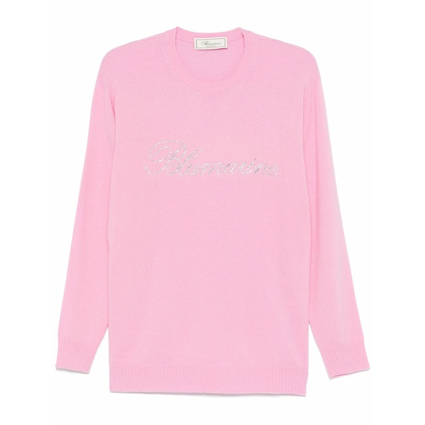 ブルマリン レディース 編み物\u0026プルオーバー アウター Logo-appliqu?? sweater Pink