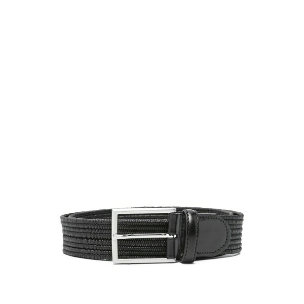 カナーリ メンズ 胴締め 佩び物 Woven leather belt Black