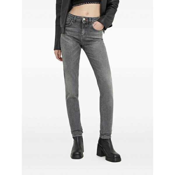 ウォン御手々赤いこと レディース ジーンズズボン下 ボトムス Logo-patch trousers Grey