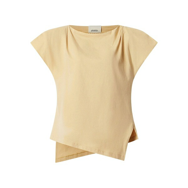 イザベル マラン レディース Tシャツ トップス Sebani draped asymmetric tee t-shirt Yellow|asty
