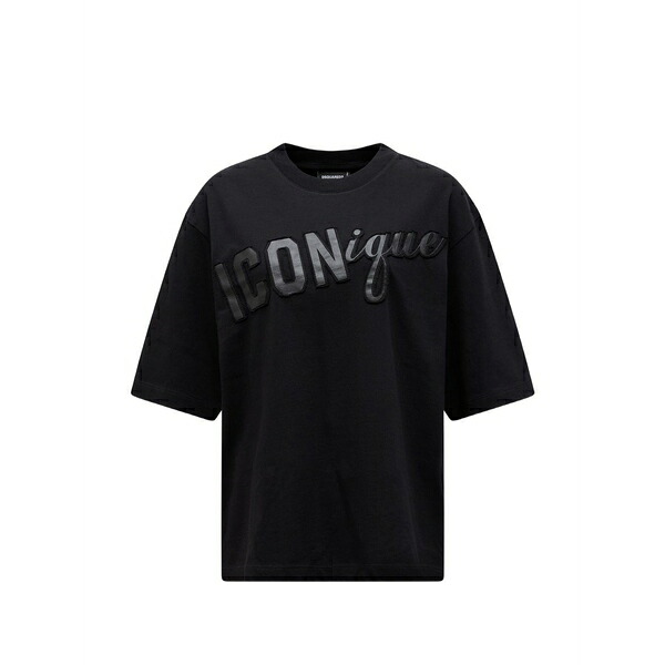 ディースクエアード レディース Tシャツ トップス Iconique loose-fit cotton t-shirt Black|asty