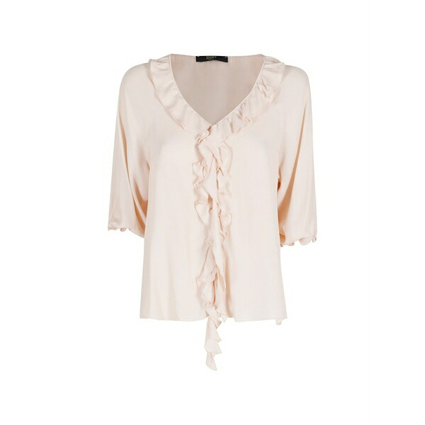 セブンティ レディース シャツ トップス Ruffled v-neck top Neutrals