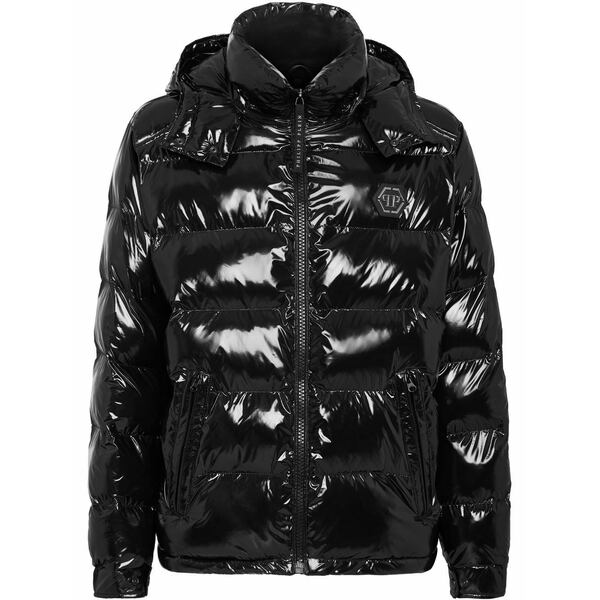フィリッププレイン メンズ ジャケット＆ブルゾン アウター High-shine padded jacket Black｜asty